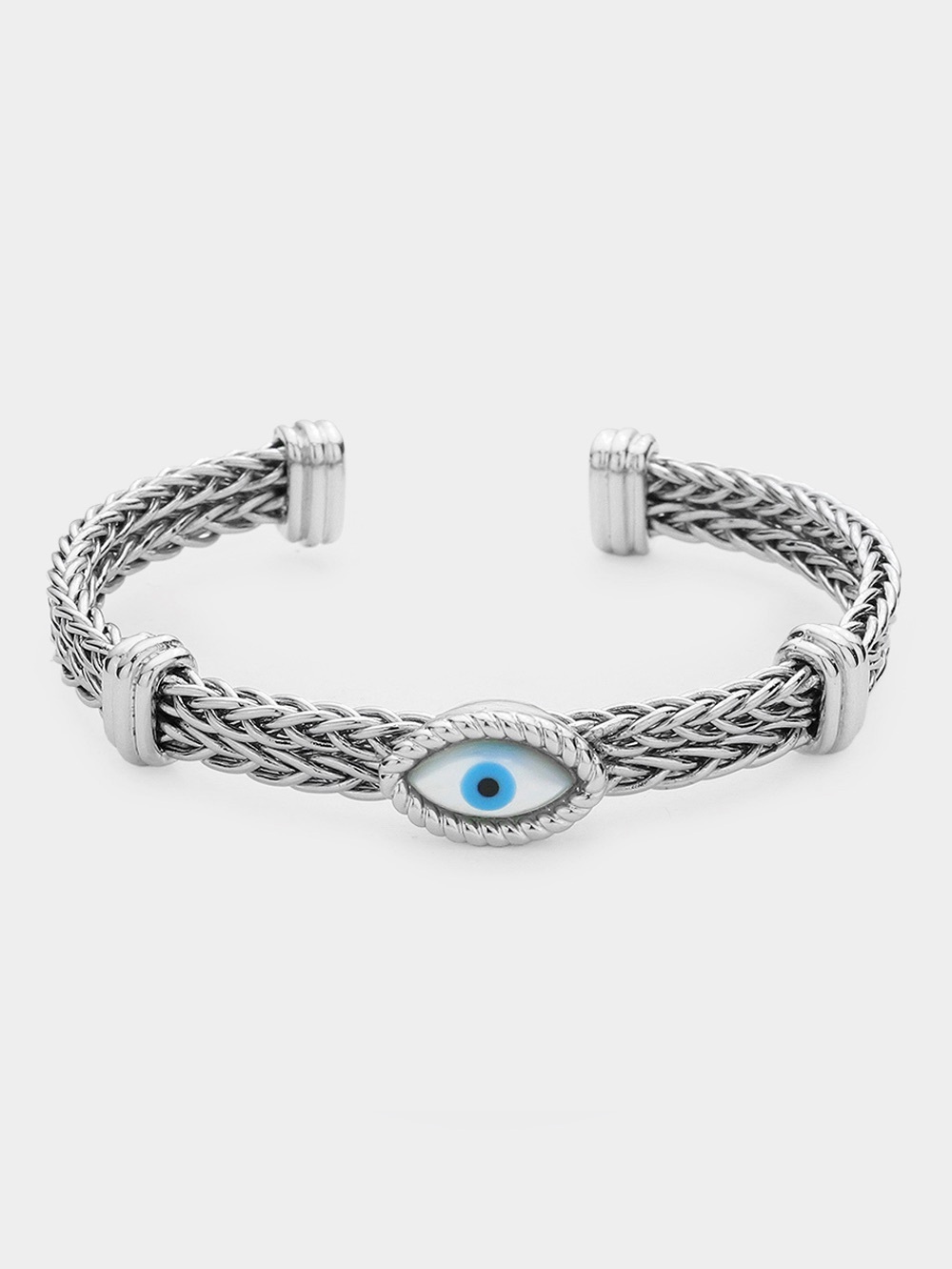 14K Gold Plated Evil Eye Accented Cuff Bracelet